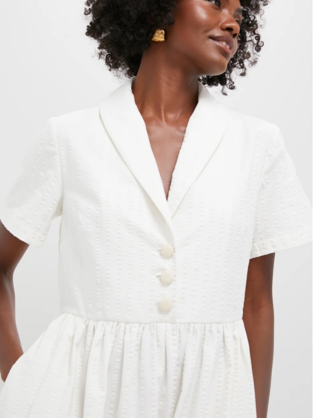 Tuckernuck White Seersucker Shawl Collar Adelaide Dress NWT - Picture 3 of 6